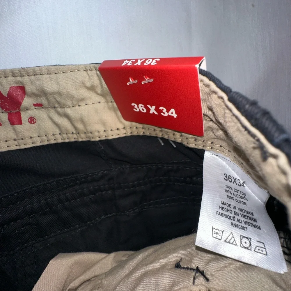 Unionbay Survivor Cargo Pants Mens 36x34 Black Utility Work Pants Belted NWT